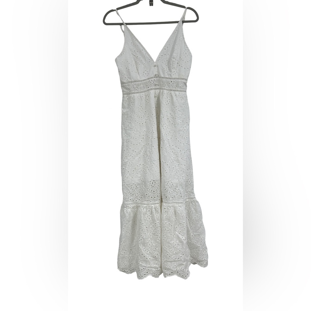 Simplee‎ White Eyelet Lace Maxi Dress Size Large Boho Cottagecore Summer